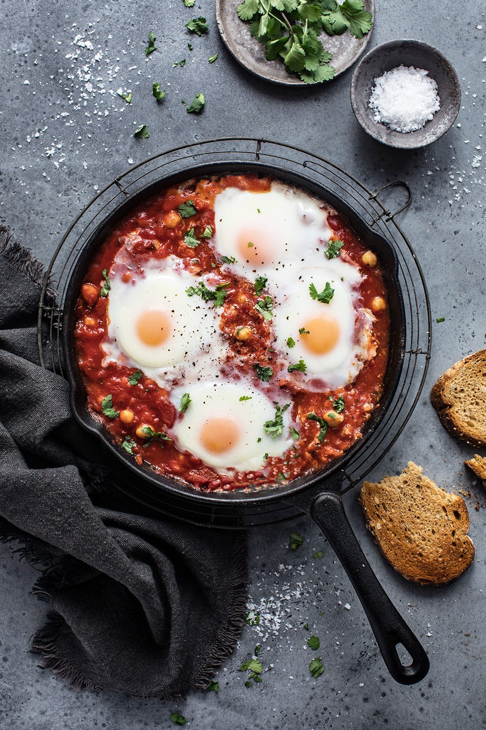 Spicy Baked Eggs With Chickpeas