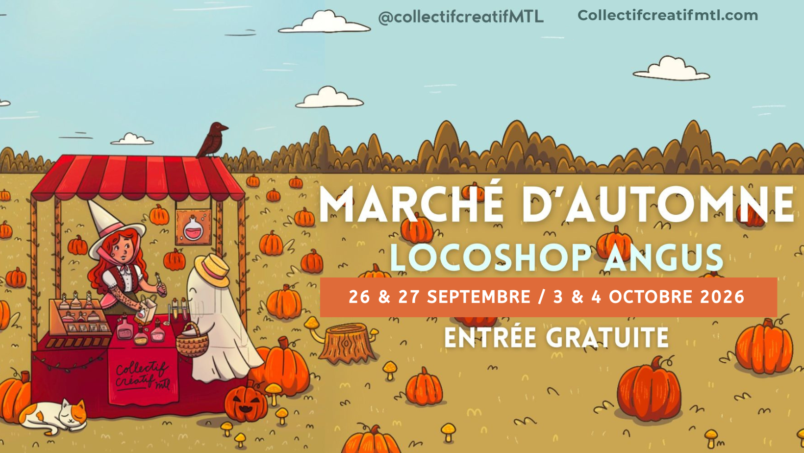 Marché d'automne au Locoshop Angus x Collectif Créatif MTL - 26 &amp; 27 septembre et 3 &amp; 4 Octobre 2026