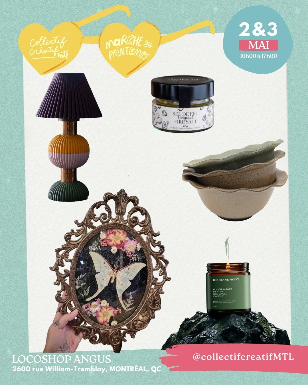Besoin d'inspiration pour le March&eacute; du printemps au Locoshop Angus cette fin de semaine?

Voici quelques produits qui seront disponibles au Locoshop le 2 &amp; 3 Mai

March&eacute; du Printemps au Locoshop Angus

📍 Technop&ocirc;le Angus, 260