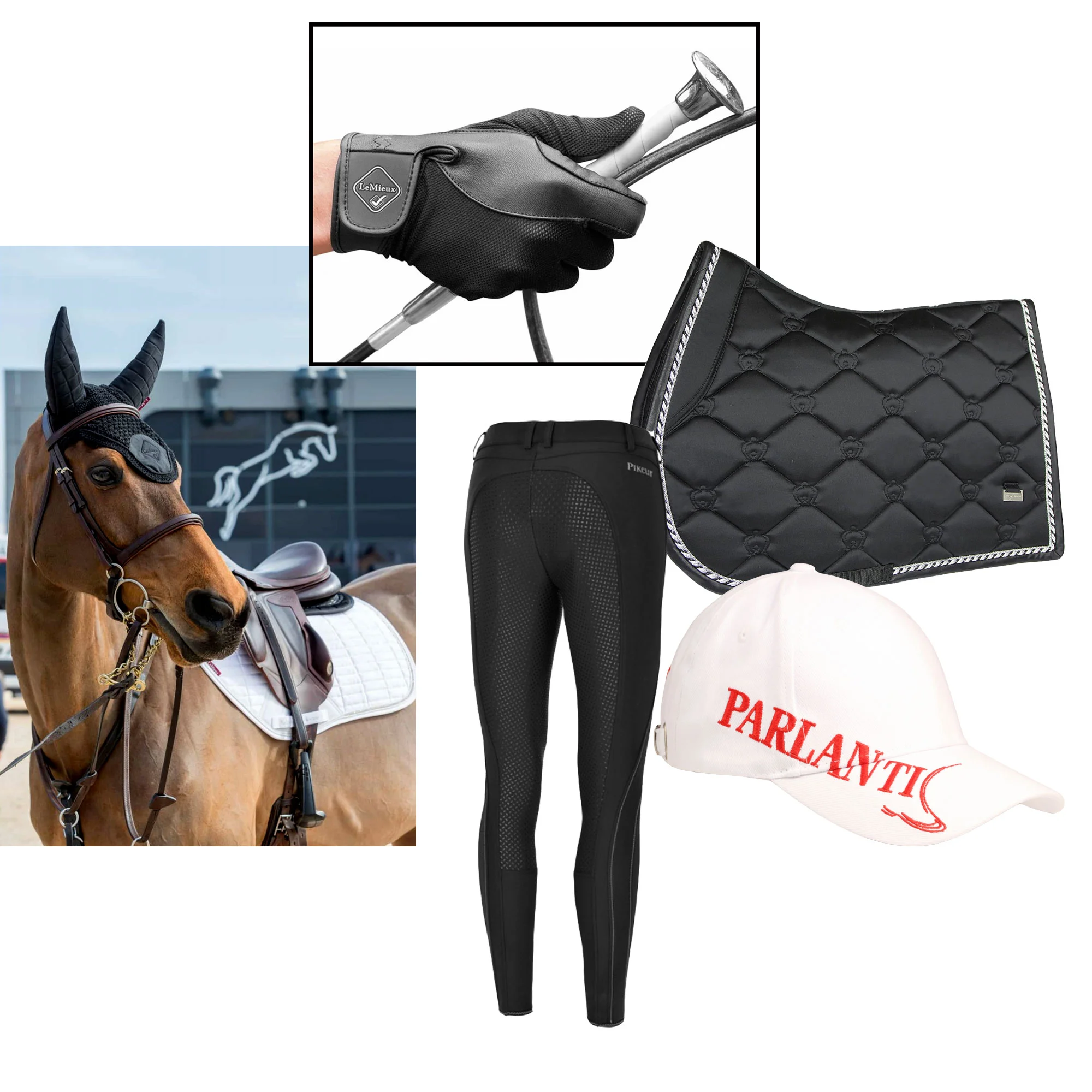 Foto: Le Mieux / hansker fra Le Mieux / sjabrak fra PS of Sweden / ridebukse fra Pikeur / caps fra Parlanti