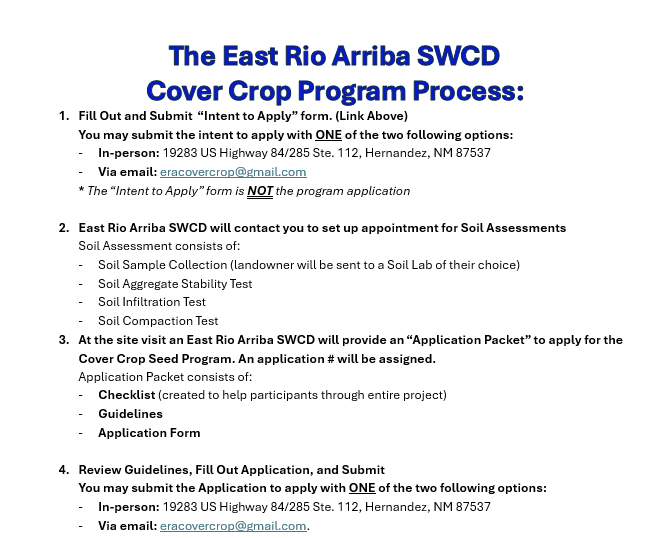 Cover Crop Seed Program — East Rio Arriba SWCD