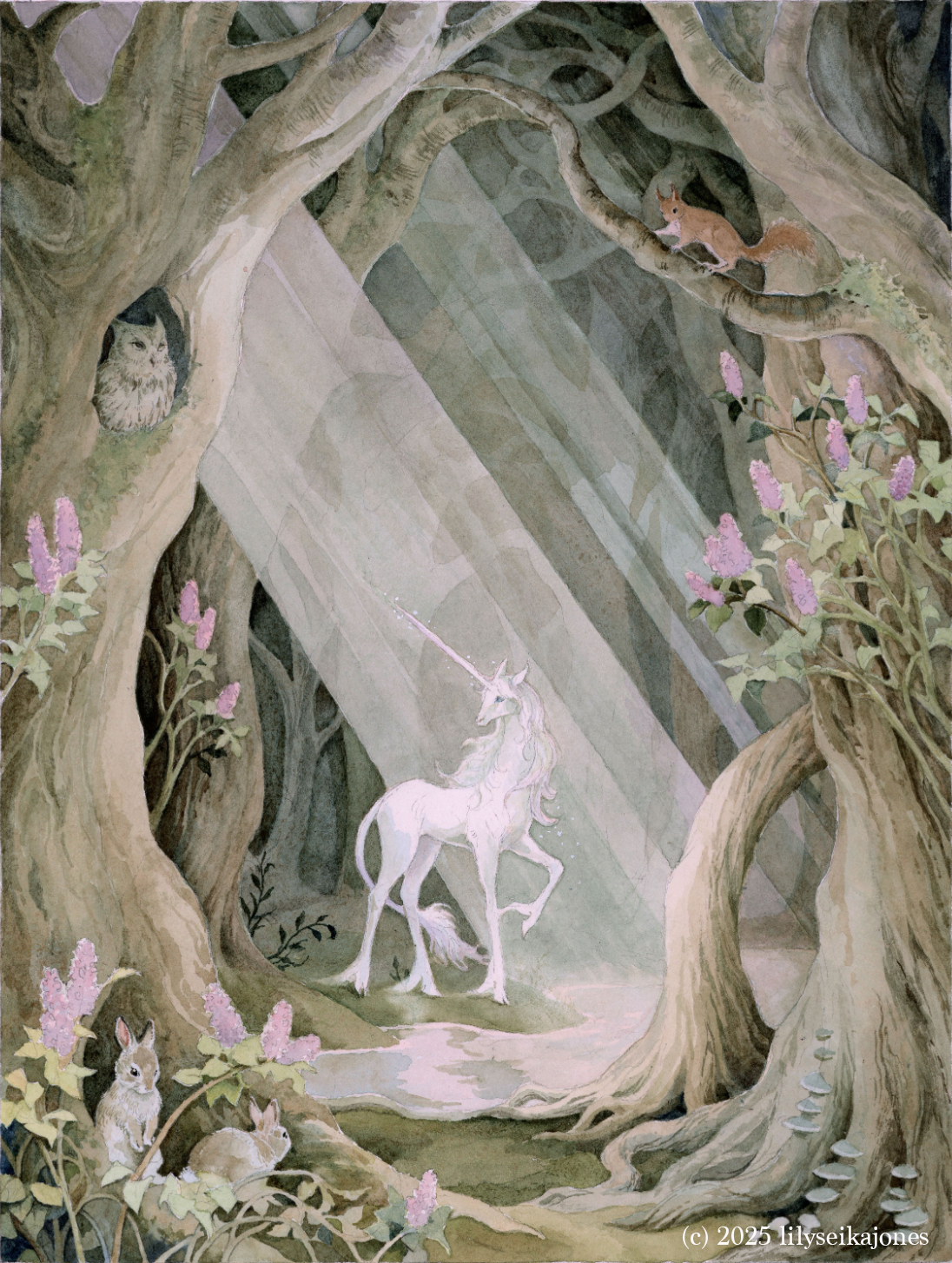 'The unicorn lived in a lilac wood, and she lived all alone.'