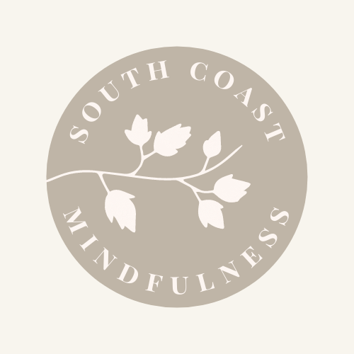 South Coast Mindfulness circle logo with sprouting birch leaves