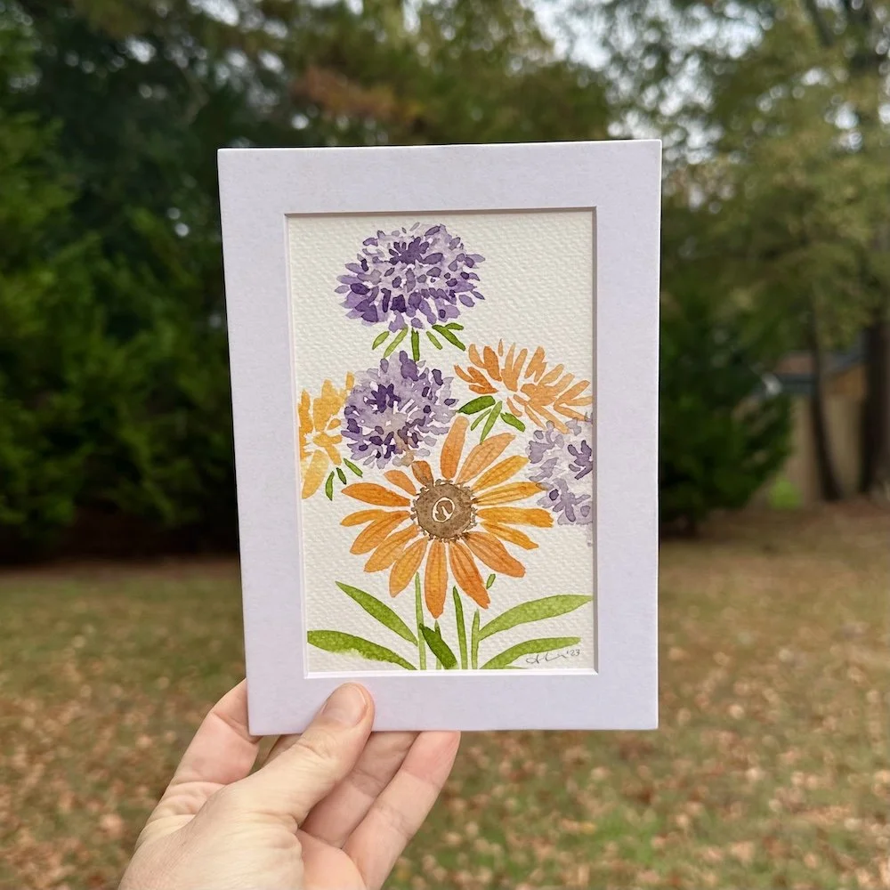 Orange & Purple Bouquet 1 Painting