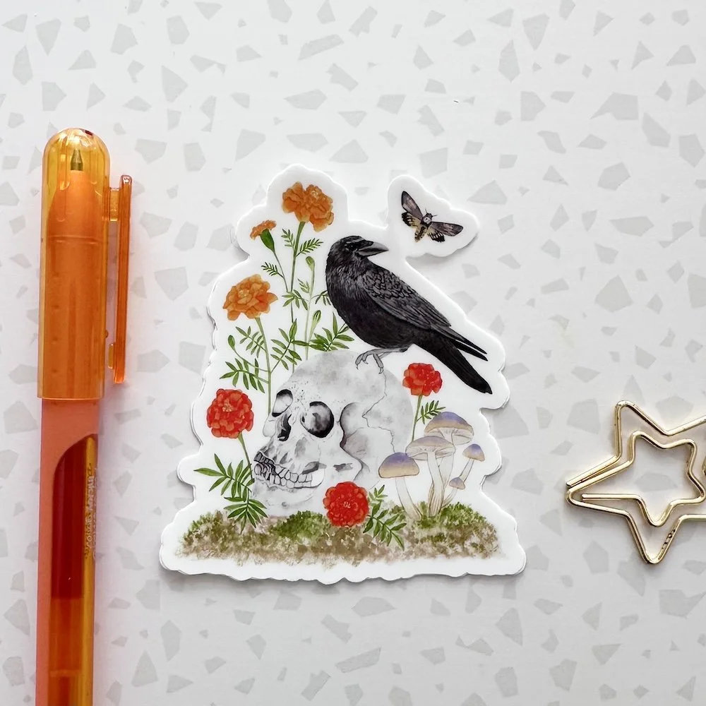 Crow & Skull Vinyl Sticker