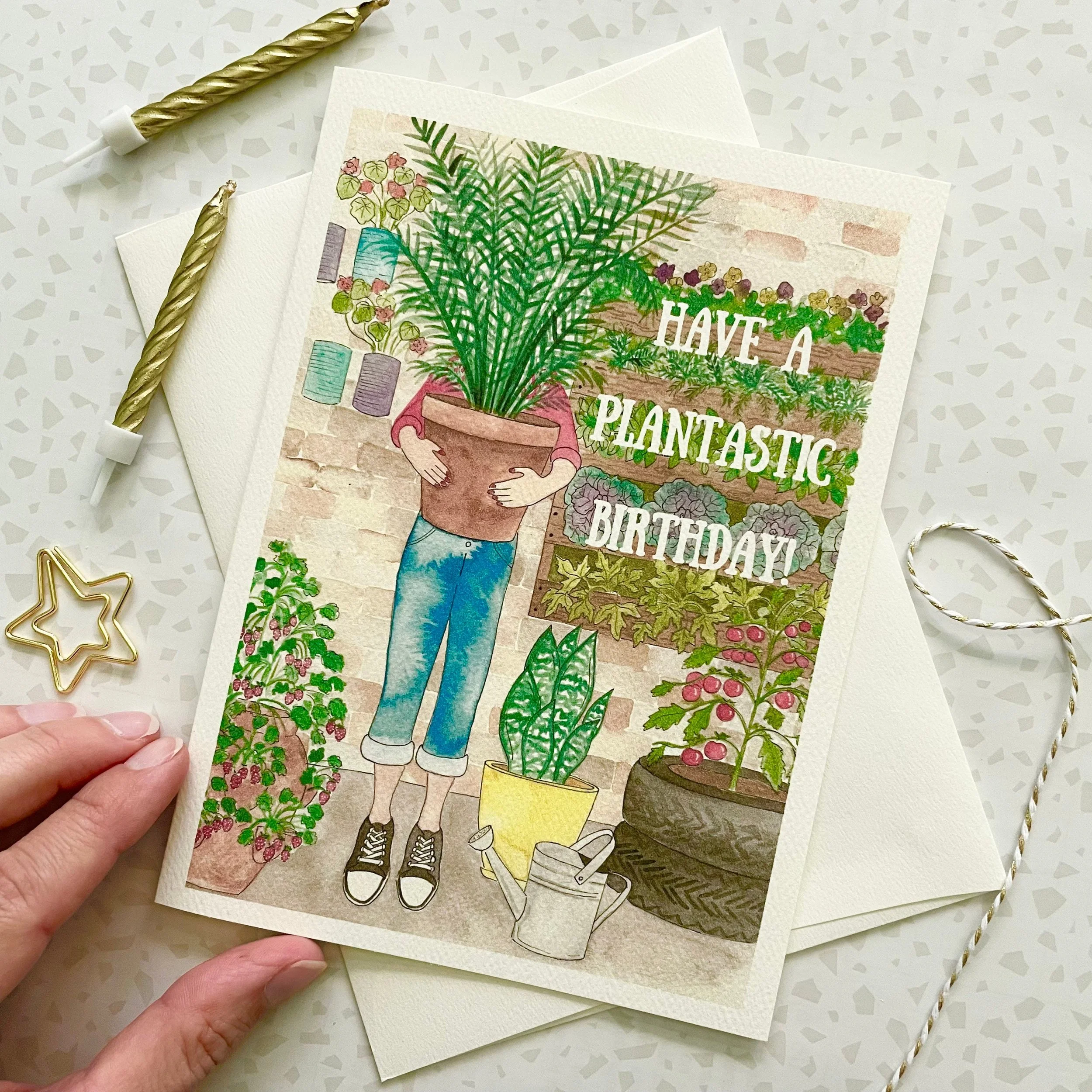 Plant Lady Birthday Greeting Card  Amy Richards Illustration