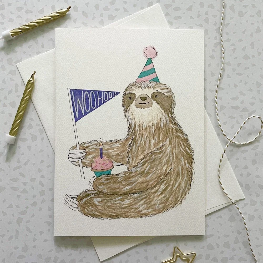 Sloth Birthday Greeting Card