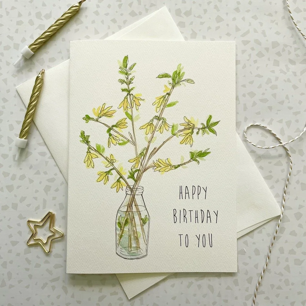 Forsythia Birthday Greeting Card