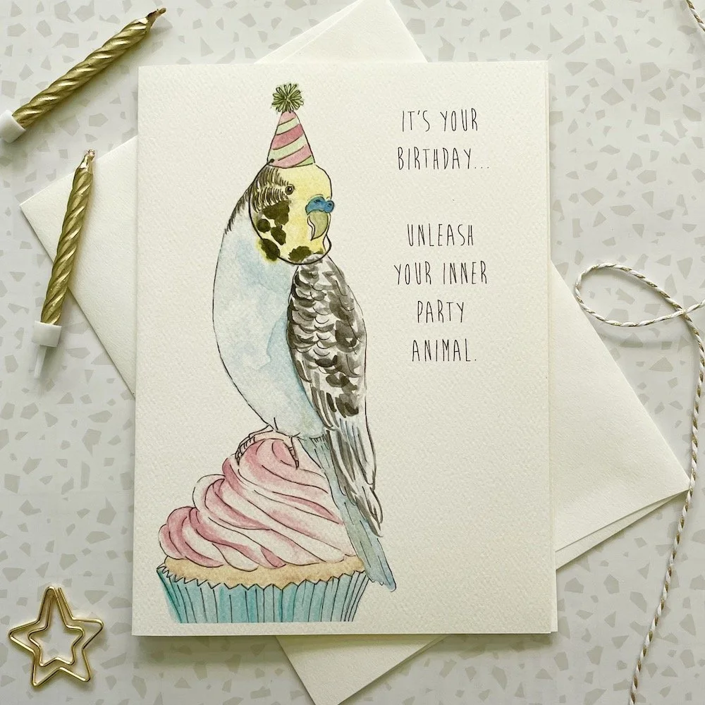 Parakeet Birthday Greeting Card