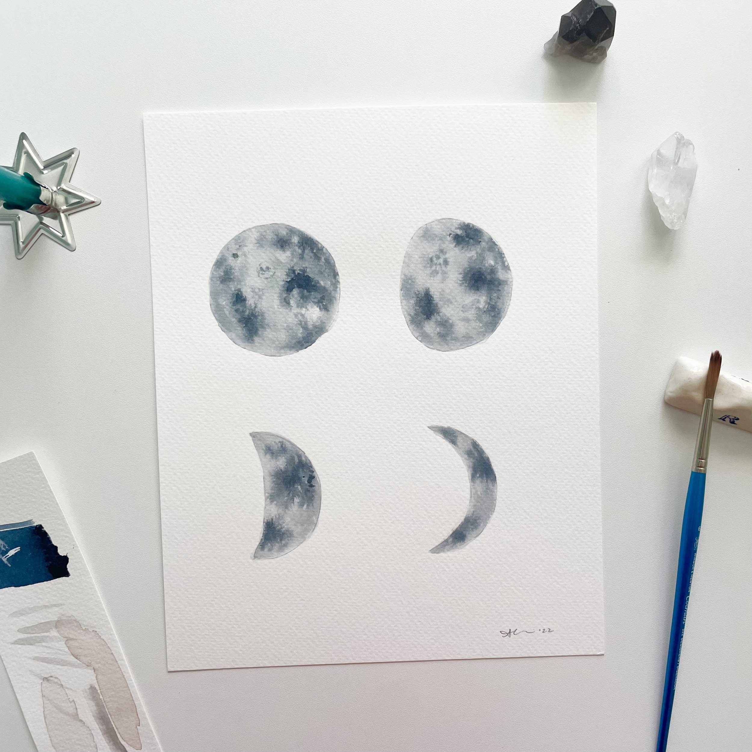 Watercolor Moon Phases Workshop with Kindred Club