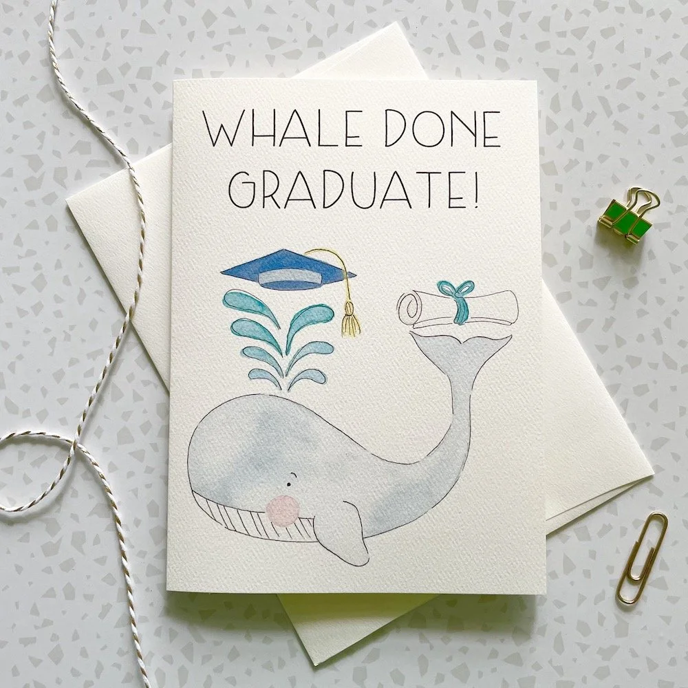 Whale Grad Greeting Card Amy Richards Illustration Whale Grad Greeting Card Amy Richards Illustration
