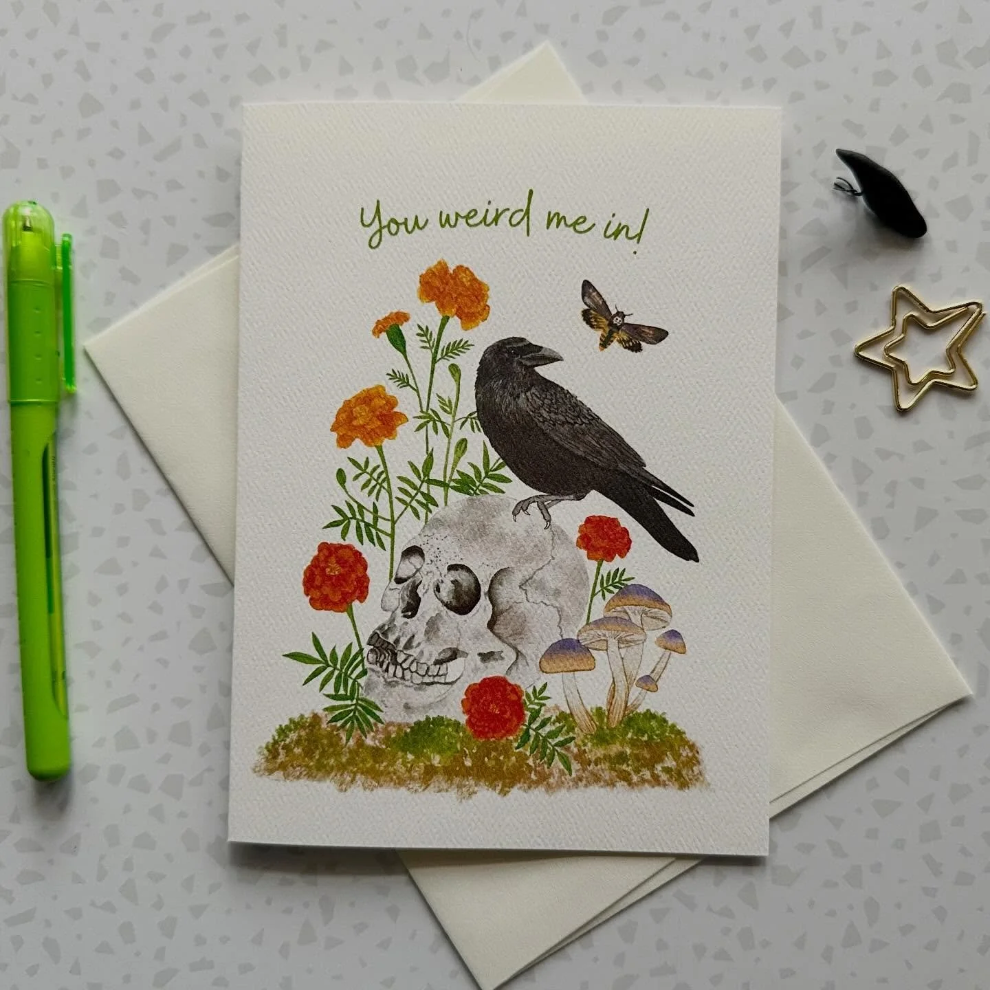 🐦&zwj;⬛ 💌I&rsquo;ve got two new designs in the online shop just in time for Valentine&rsquo;s Day! &ldquo;You weird me in!&rdquo; is one of my new favorite sayings, and I was excited to include it in my collection. The weather has not been conduciv