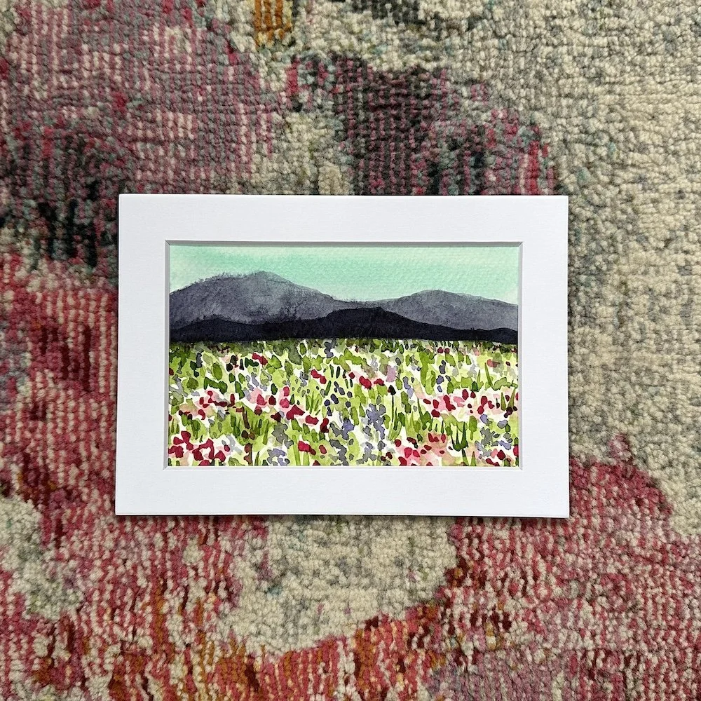 Pink & Purple Landscape (Matted to 5x7)