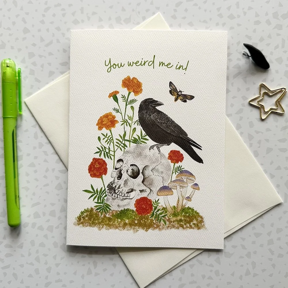 Crow and Skull Greeting Card