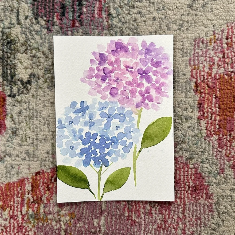 Pink & Blue Hydrangea 5x7