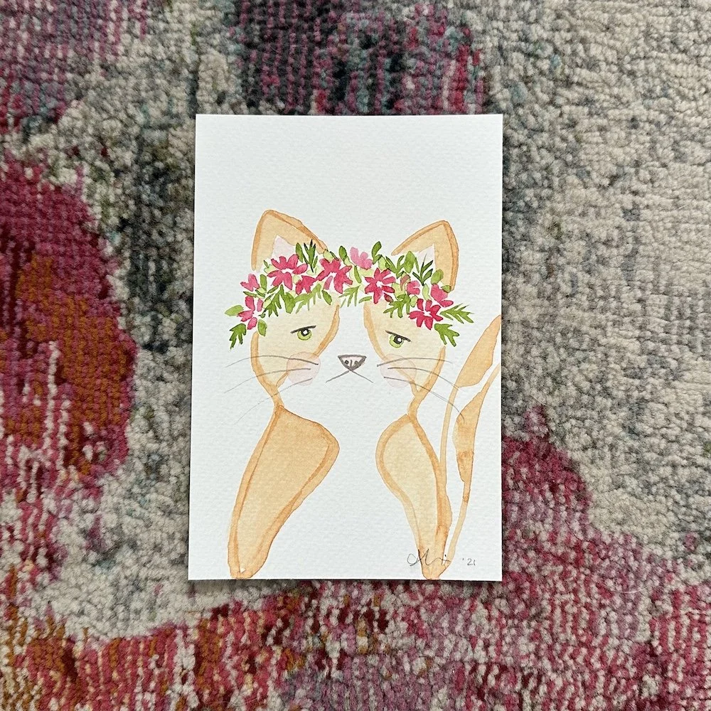Orange Cat with Crown 4x6