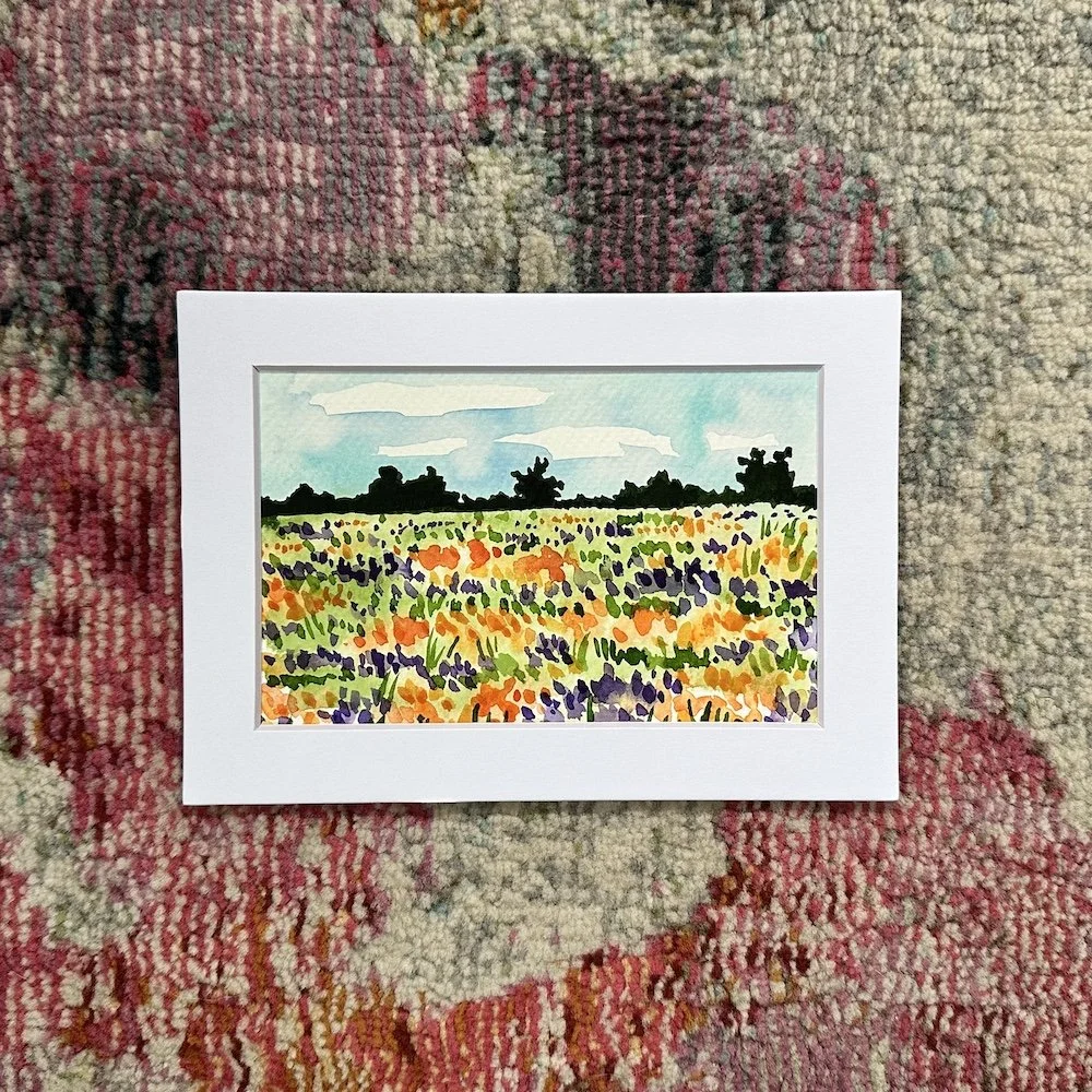 Purple & Orange Landscape (Matted to 5x7)