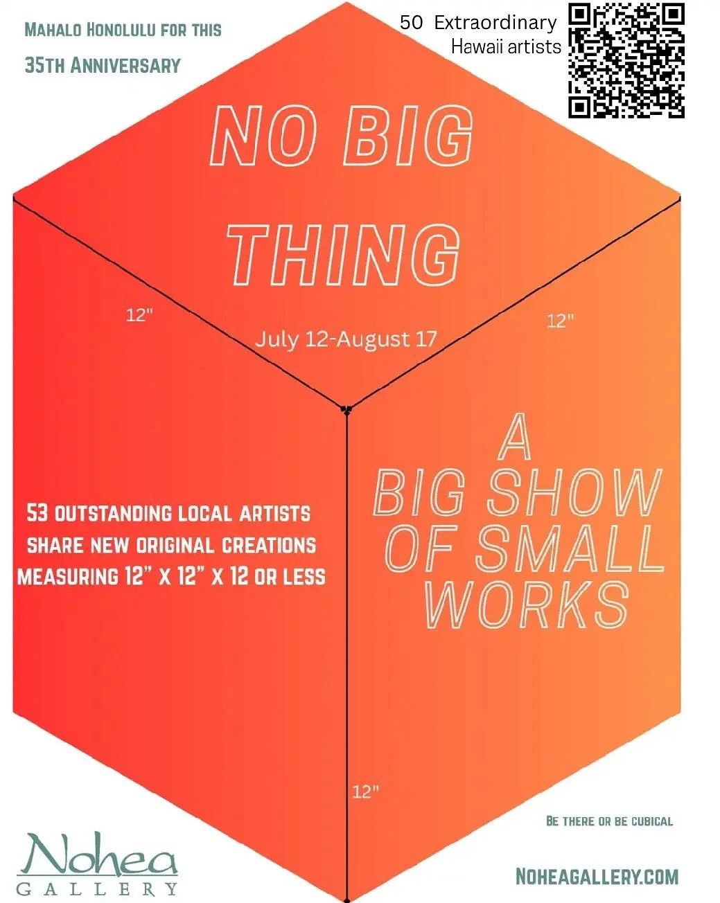 Today! Join us at @noheagallery (in Kahala Mall) for the opening reception of No Big Thing, a big show of over 50 small artworks (by some maaayjah artists)🤘Starts at 4pm.
I created a little experimental piece (collab&rsquo;d with my mom! ..have you 