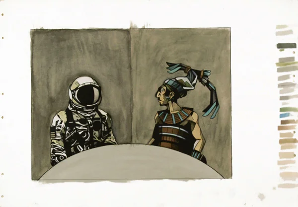 the conversation watercolour monoprint