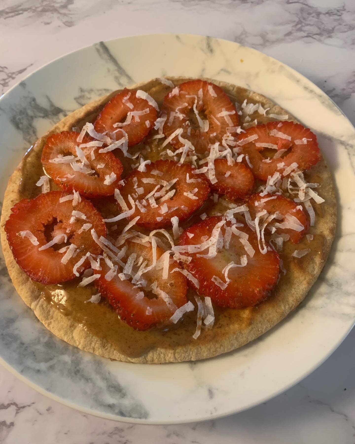 Fun &amp; healthy snack for children( inner children too!) Fruit pizza, toast a pita bread or tortilla, top with nut butter and fruits of your choice, and some shredded coconut for &ldquo;cheese&rdquo; 😀