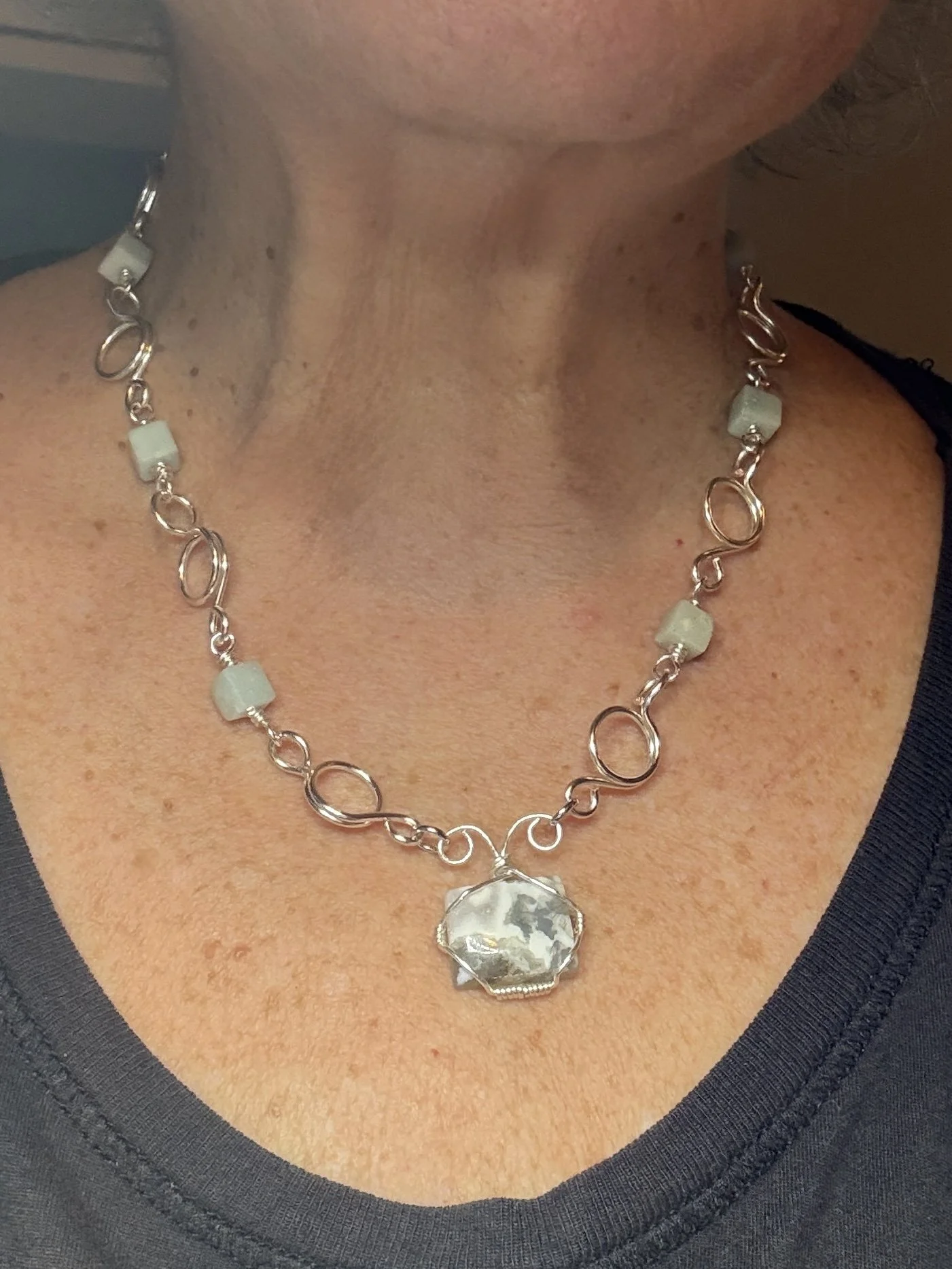 Amazonite and Moss Agate Necklace