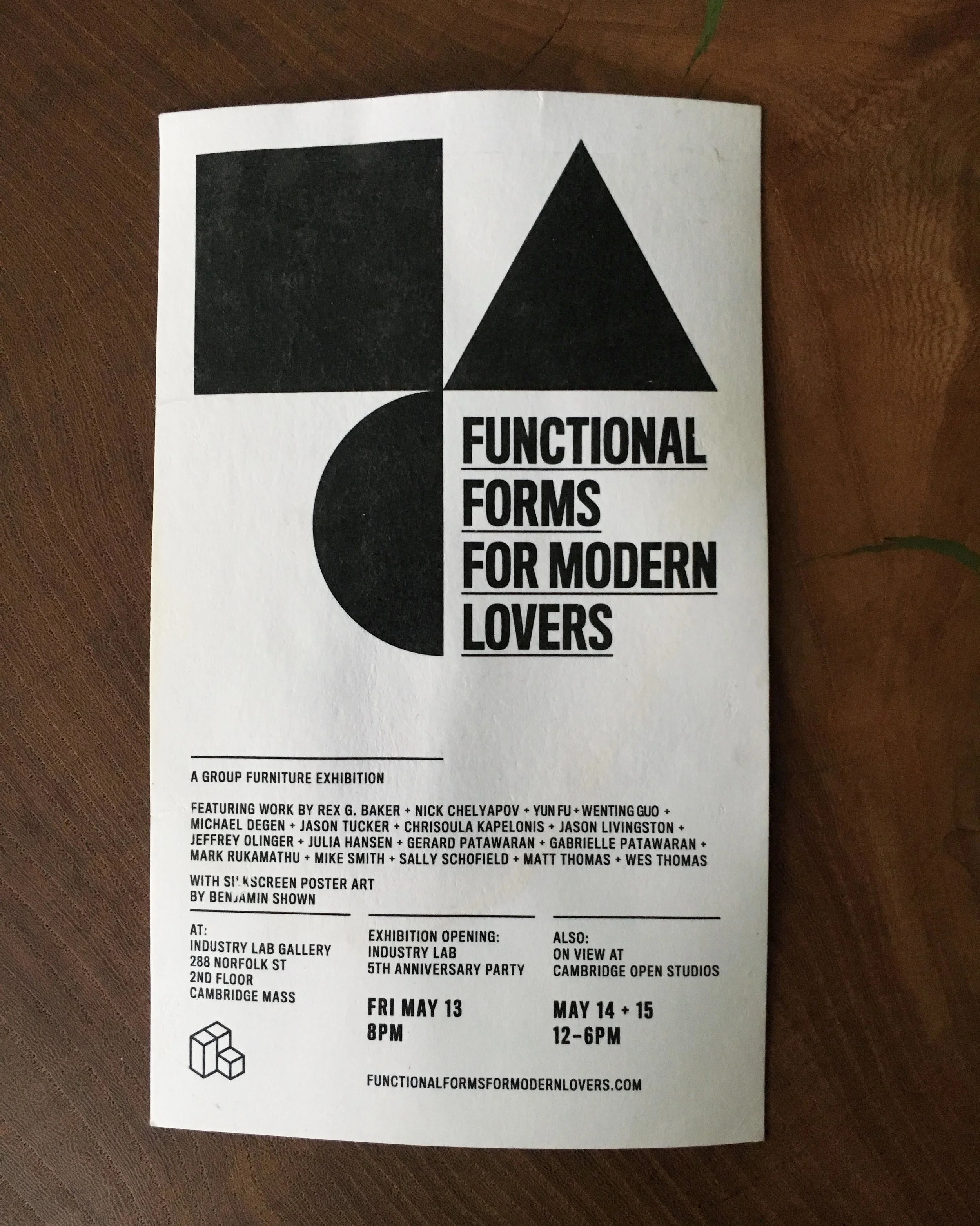  It was shown at FUNCTIONAL FORMS FOR MODERN LOVERS; a group furniture show held in honor of Industry Lab’s 5th anniversary. . 