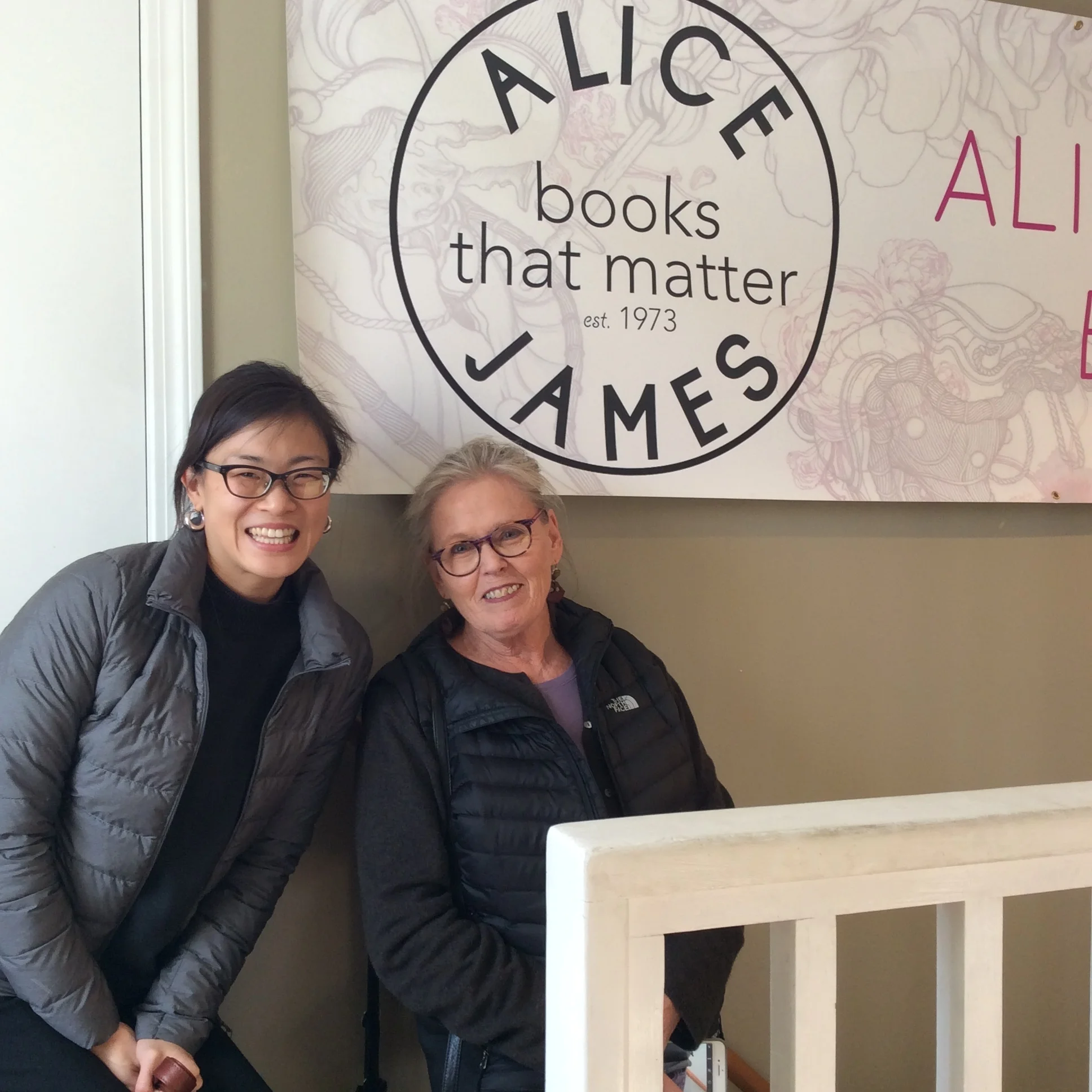 Mia Ayumi Malhotra and Ellen Doré Watson visit the University of Maine Farmington