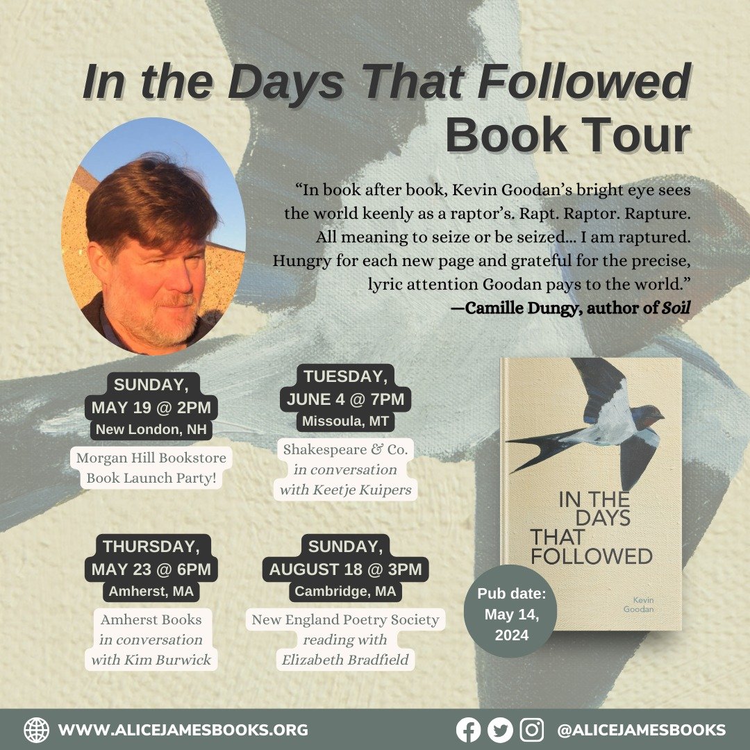 We hope to see you along Kevin Goodan's IN THE DAYS THAT FOLLOWED book tour this spring/summer! Dates and more information below 👇