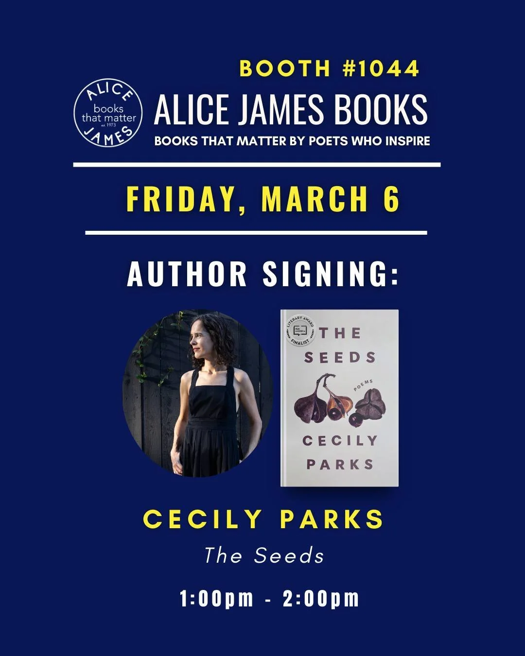 We are sorry to report that Cecily Parks's signing for THE SEEDS has been canceled today due to a shipping delay. You can still pick up a copy of the book for the same discounted rate on our website at bit.ly/the-s33ds 🌱💓