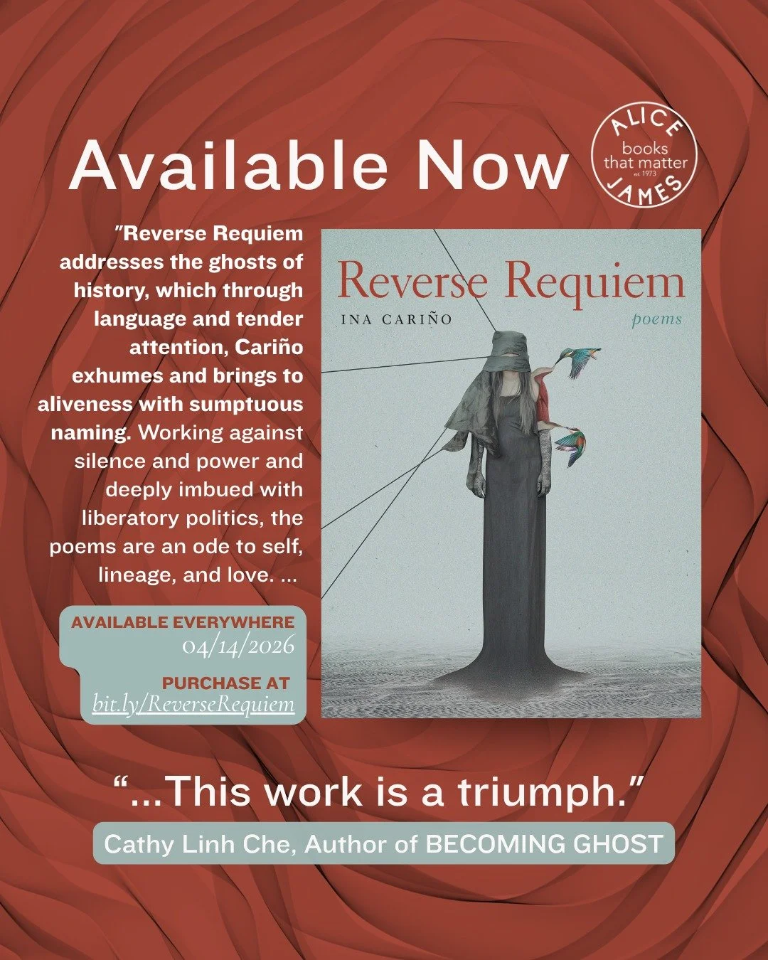 Out today! 🎉 We&rsquo;re thrilled to share REVERSE REQUIEM, the highly anticipated second poetry collection from Whiting Award&ndash;winning poet Ina Cari&ntilde;o.

In these powerful poems, Cari&ntilde;o explores mental health and wellness, ancestr