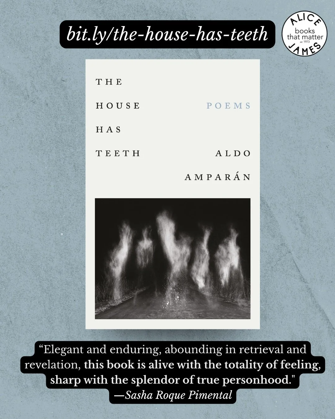 Happy book birthday to THE HOUSE HAS TEETH, the anticipated sophomore collection from award-winning poet Aldo Ampar&aacute;n 🎉

In THE HOUSE HAS TEETH, Ampar&aacute;n offers a profound rumination on violence, trauma, and how the spaces meant to prot