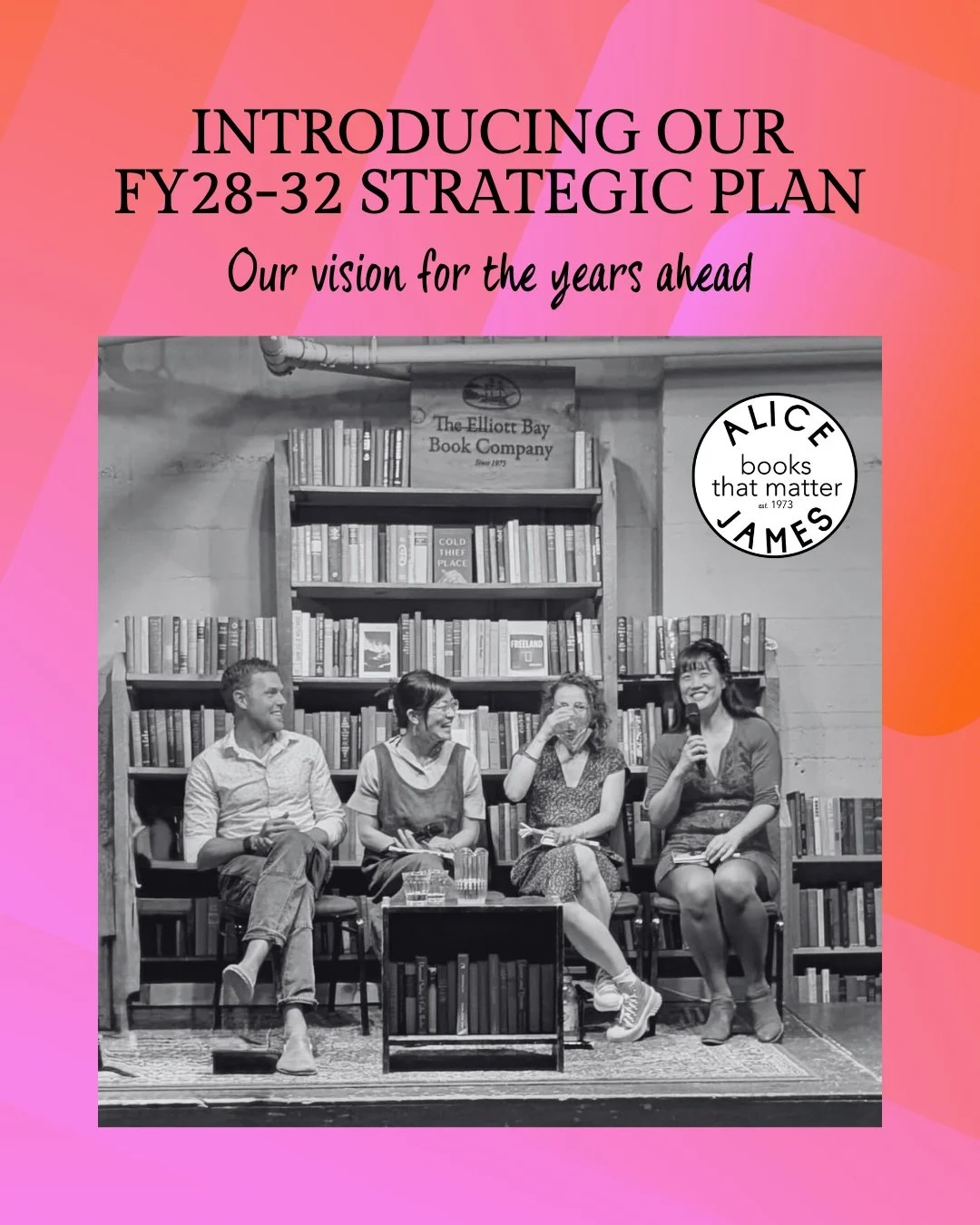 Today, we&rsquo;re sharing a new strategic plan for Alice James Books. This is our vision for the years ahead.

For more than 50 years, AJB has been committed to publishing extraordinary poetry and supporting the poets who make it. As we look toward 