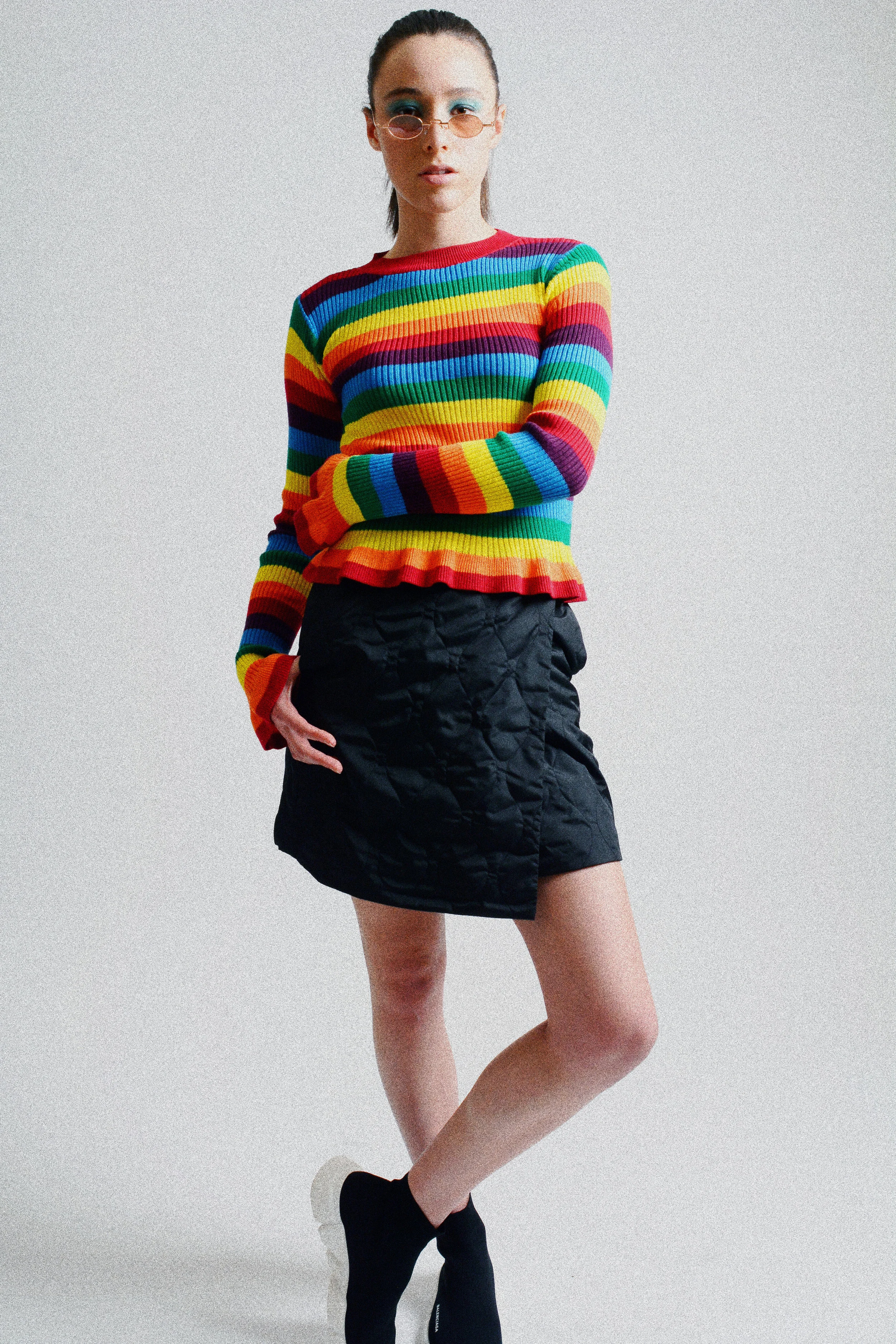 Shirt: Lord and Taylor Skirt: Uniqlo Shoes: Balenciaga Glasses: Mooki May