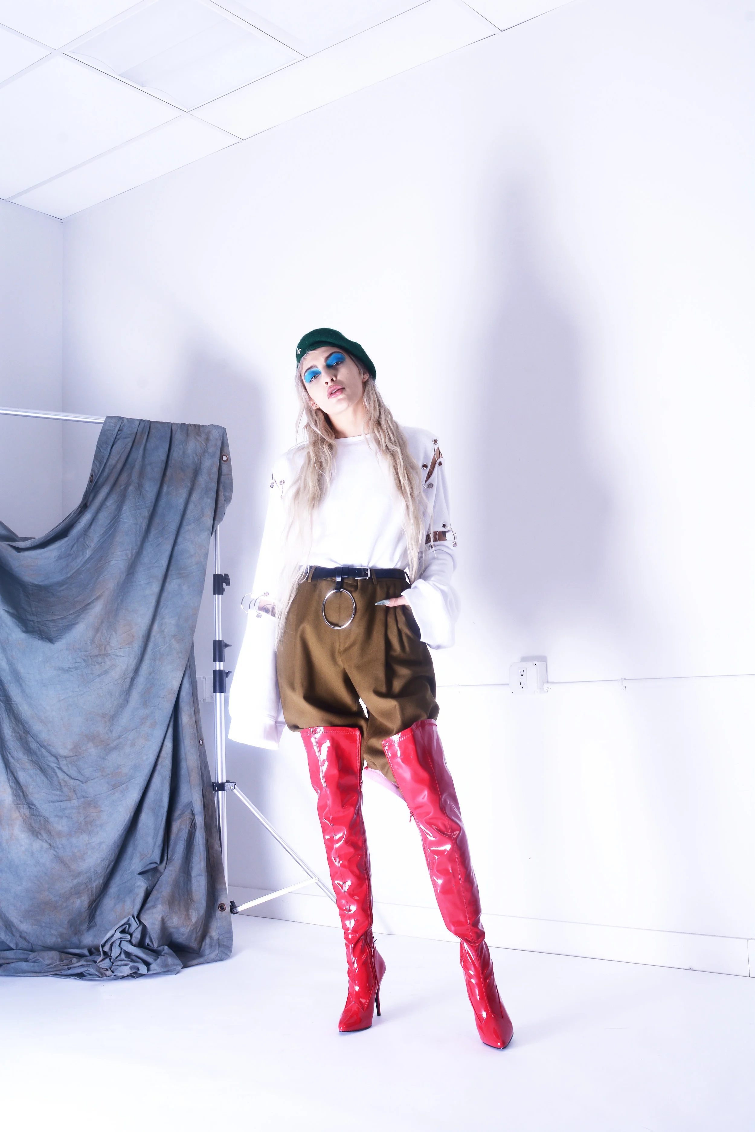 Top - Angel Huang Pants - Stylist's Own Belt - Oh Hey Girl Hat - Hey Jude Boots - Stylist's Own