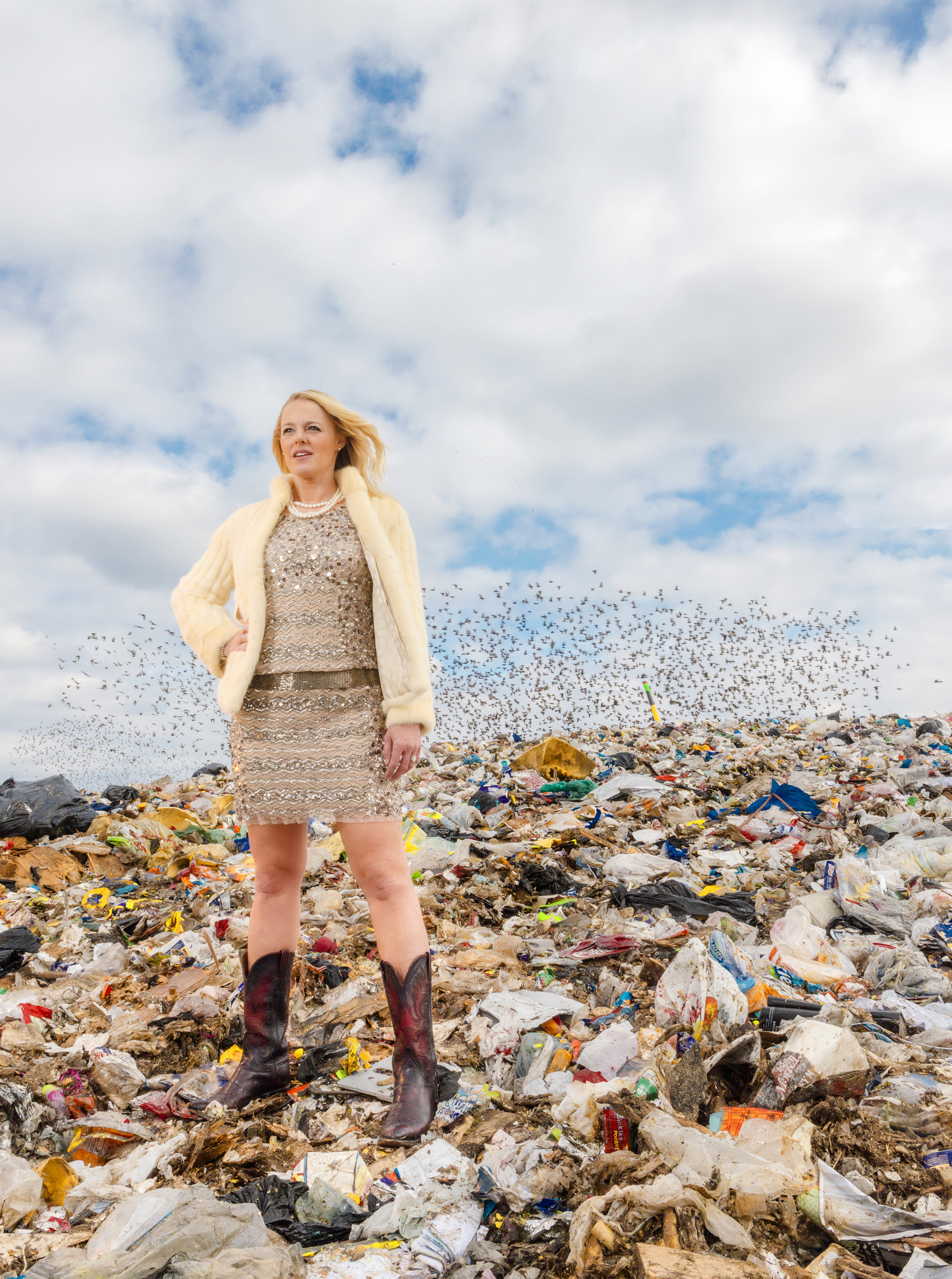  Jenny Grumbles stands in the McCommas Bluff Landfill in Dallas, TX.  Grumbles’ trash-to-treasure entrepreneurship lead to the 11-year tenure of Uptown Country Home, a home furnishings store whose inventory included repaired and repurposed cast-offs 