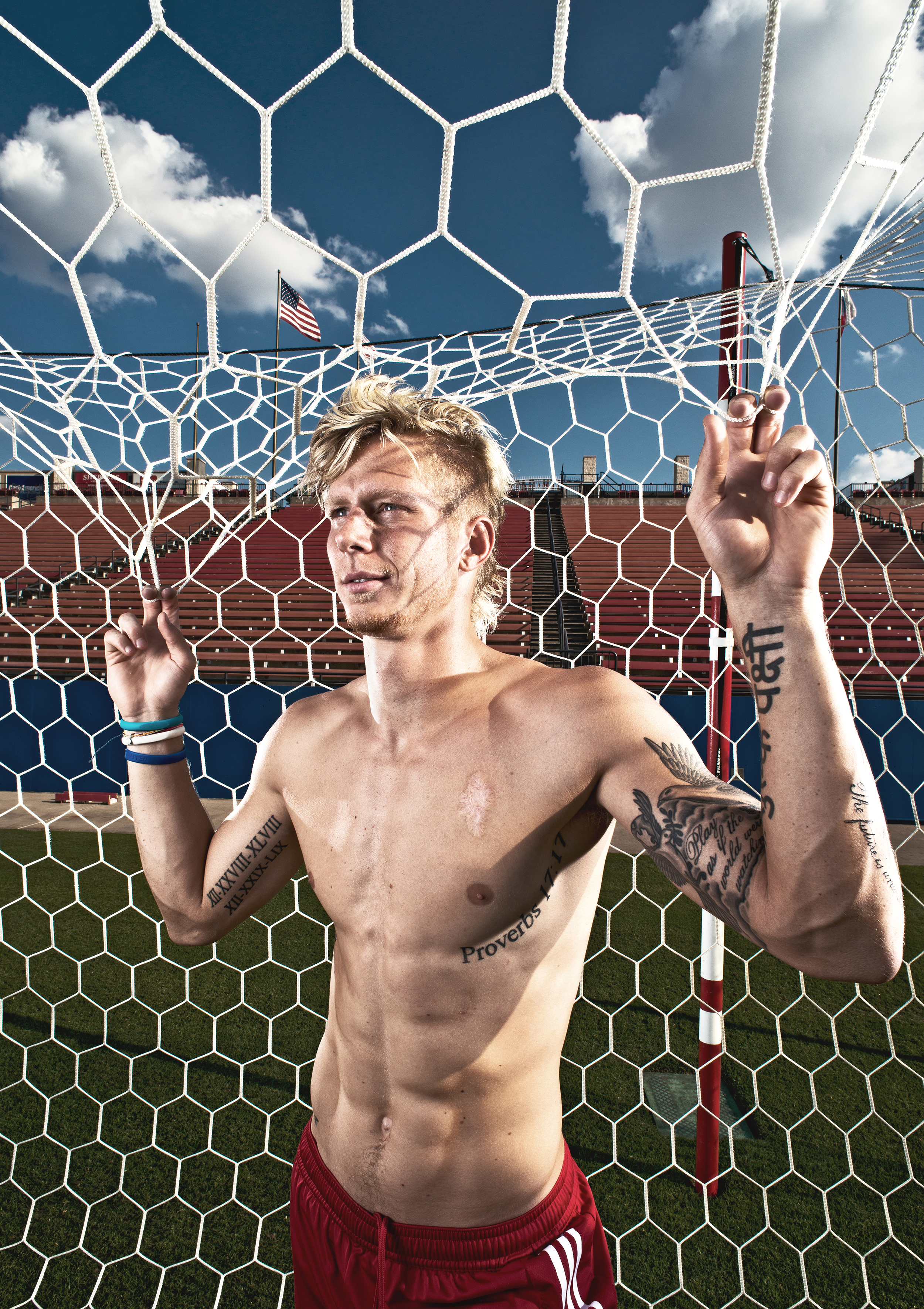  Professional soccer player Dane Brekken “Brek” Shea stands on the FC Dallas pitch in Frisco, TX.  In Texas—let alone the United States, where soccer’s near-global fandom isn’t as well appreciated, Shea, a native Texan, stood to shift the sport’s dom