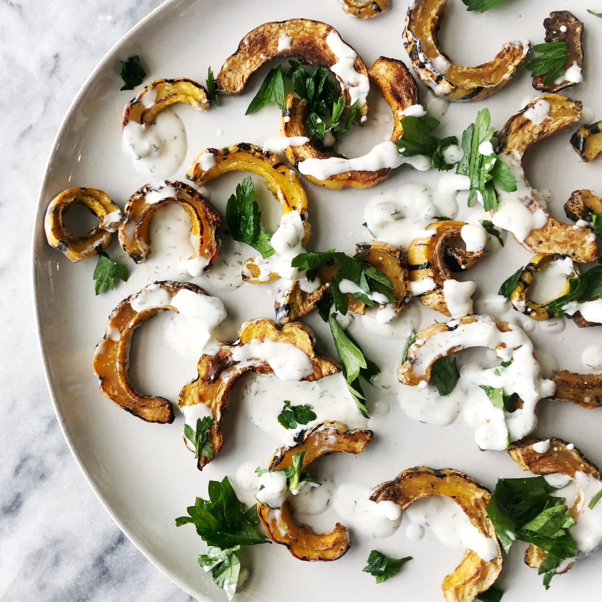 I drizzled mine with tzatziki sauce and fresh parsley and it was delicious. Such an easy week night side dish.