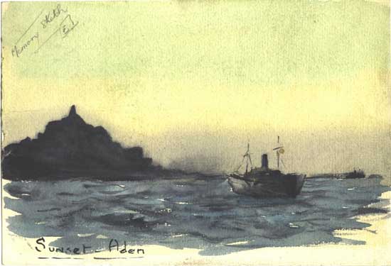 Watercolour of Aden done from memory.
