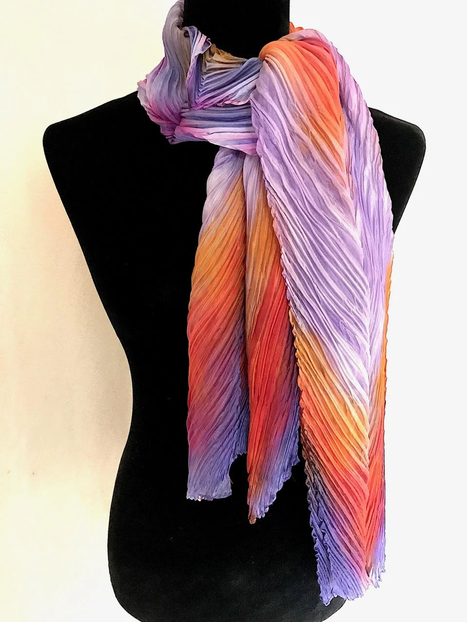 Arashi Shibori Pleated Silk Scarf