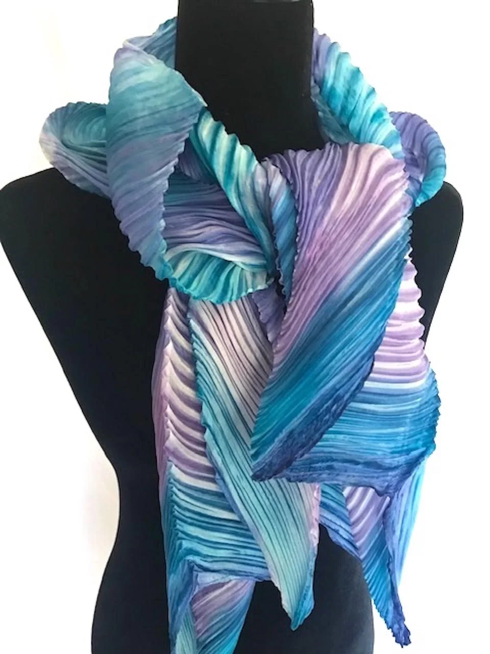 Arashi Shibori Pleated Silk Scarf