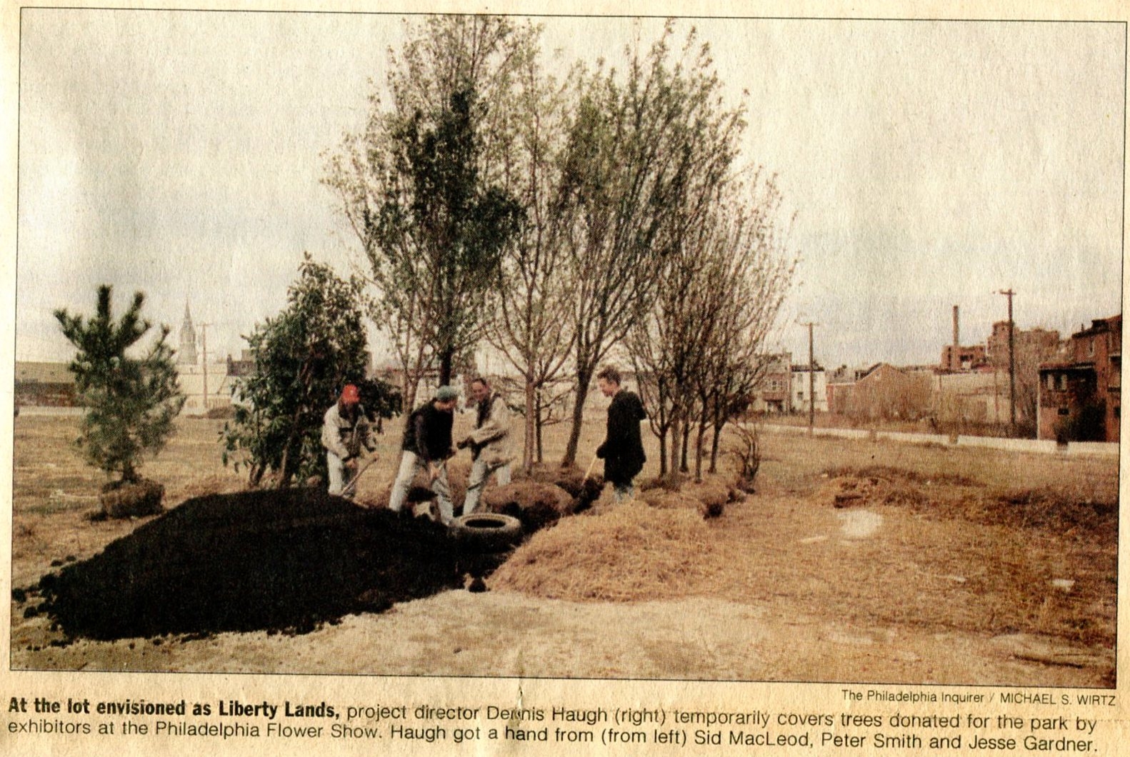 Planting the first trees in Liberty Lands circa 1997
