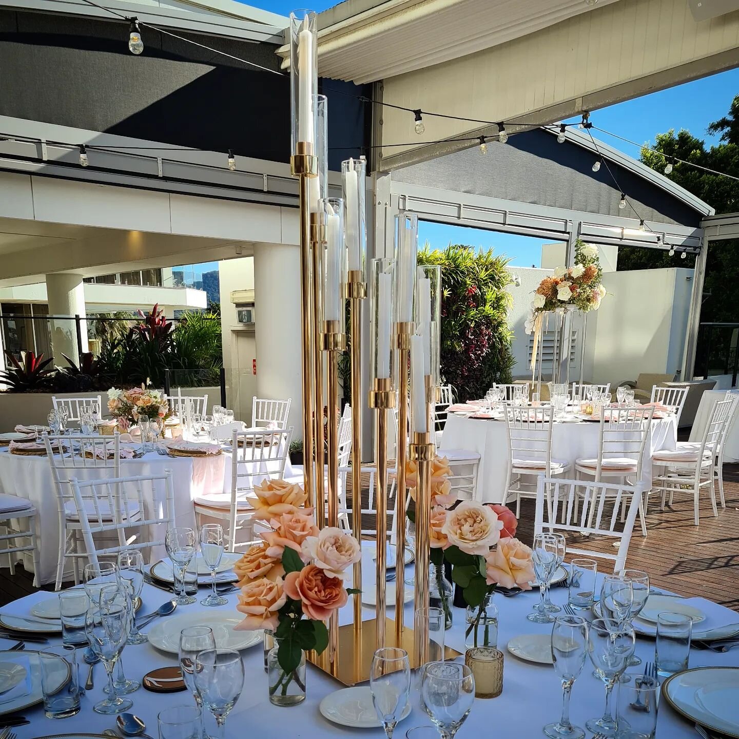 JULIETTE CANDELABRA
Part of our Luxe range to use in conjunction with gorgeous elevated florals. 8 arm spiralled gold and glass standing over 1m high. Dramatic, modern romance. It's a yes from us!
Link in bio to enquire about our hire range ✨️

#cand