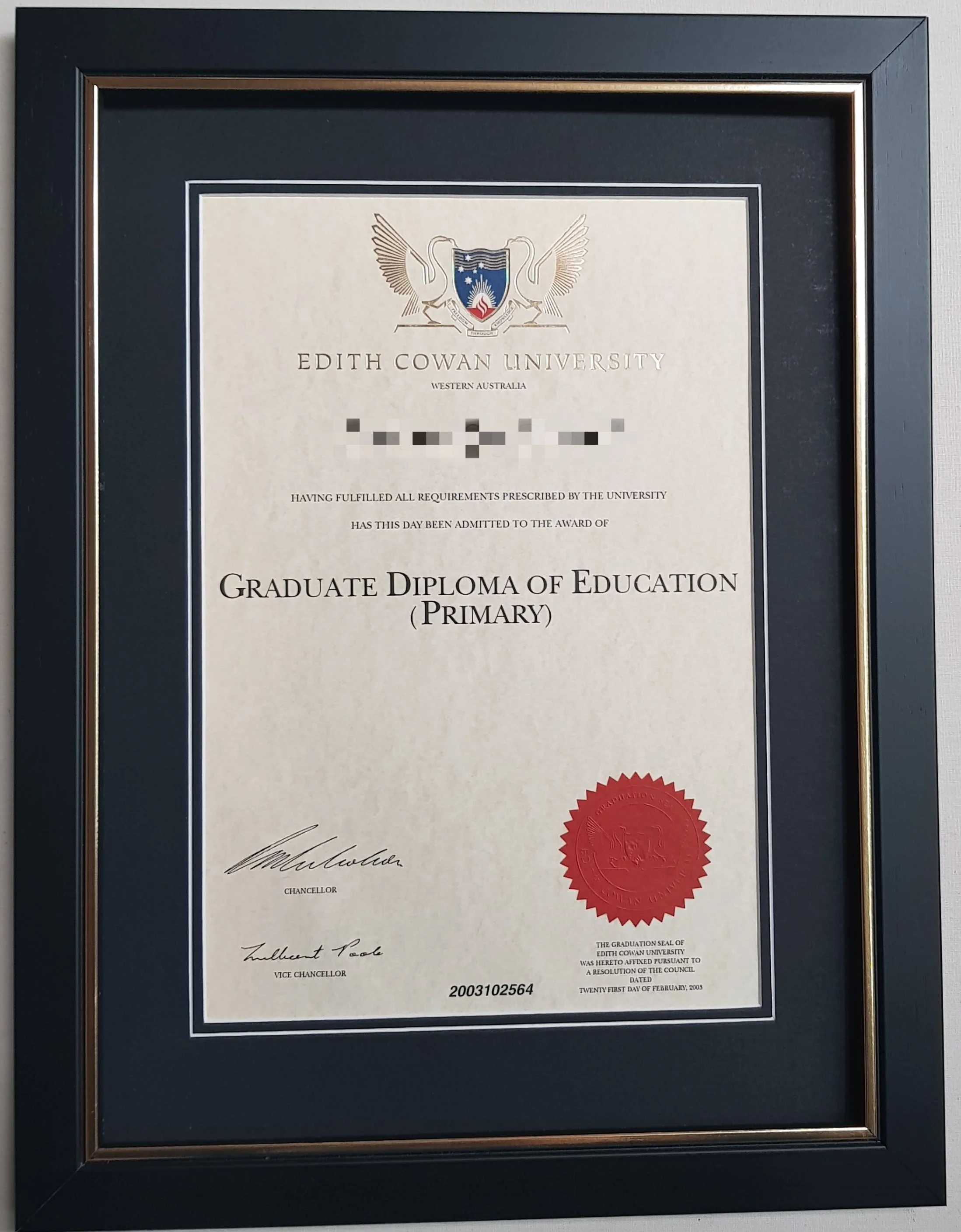 This certificate cost $144. It has a single matboard with a v groove.