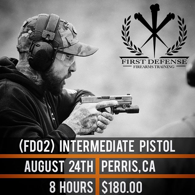 FD02 Intermediate Pistol is in 2 WEEKS!  Registration is live on the website! (firstdefense-usa.com)
This course is designed to increase The existing skill set of each student. You will be introduced to new concepts and skills designed to increase Sp