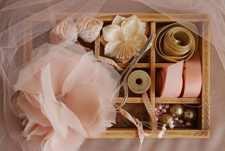 Image showing handmade chiffon and tulle flowers