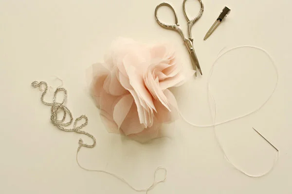 Image showing a paper, a scissor, pins, needle and thread, and a plain hair clip