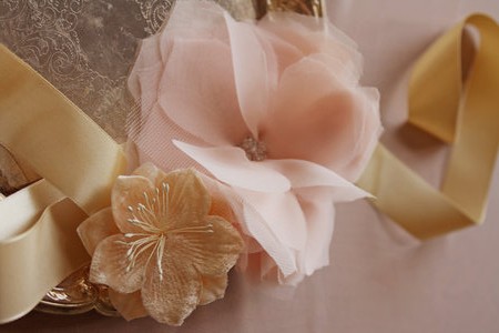 Image of a handmade chiffon and tulle flower