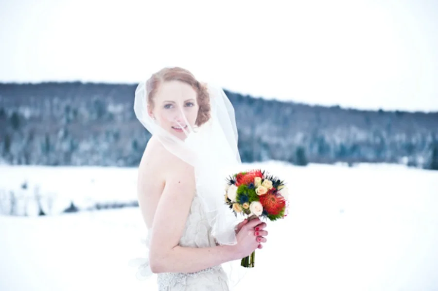 portrait of a snowy bride