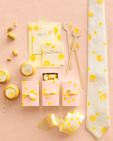 Polkadot Wedding accesories on a table