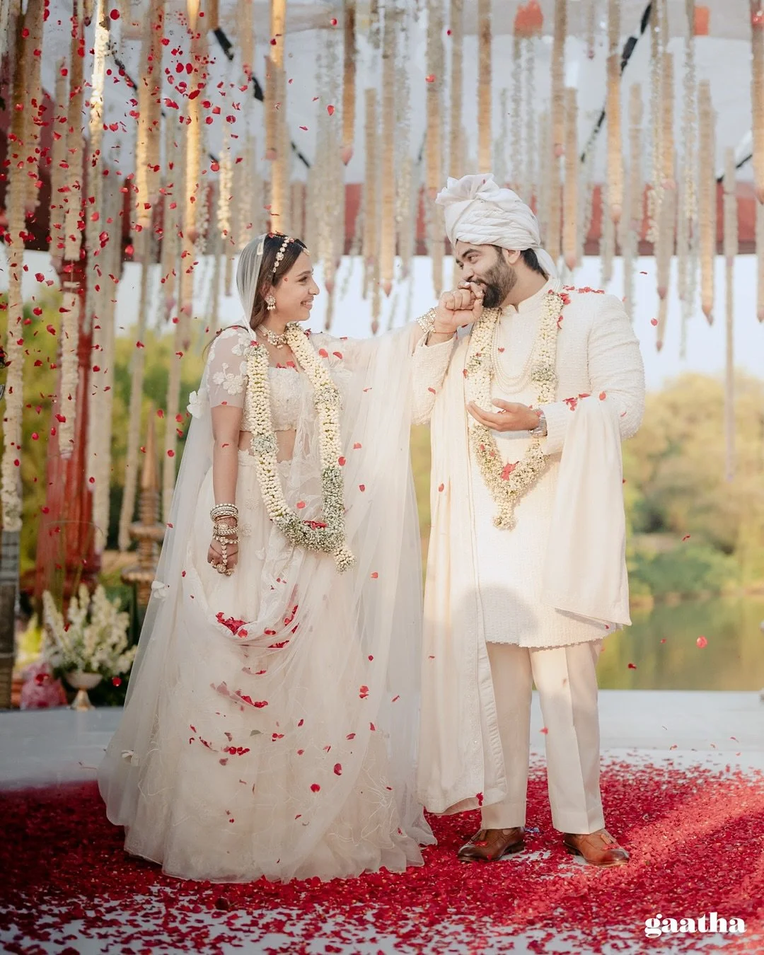 Shruti &amp; Kishan &mdash; sealing promises in petals and sunlight. A ceremony wher every frame felt like forever.

MUA- @shrutiskode
Styling- @shreejarajgopal @drapingdreams.inc
Photo &amp; Video @gaatha.co.in 

#gaatha #brideofgaatha #voguewedding